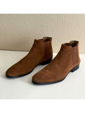 ALDO Boots Men's Chelsea Ankle Pull on Suede Brown Almond Toe